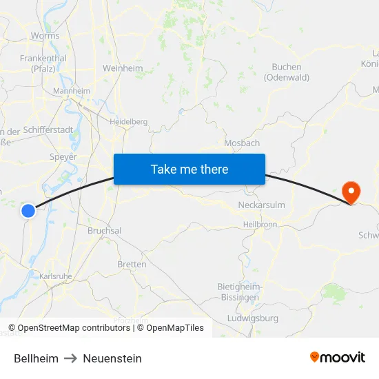 Bellheim to Neuenstein map