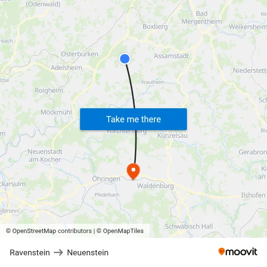 Ravenstein to Neuenstein map