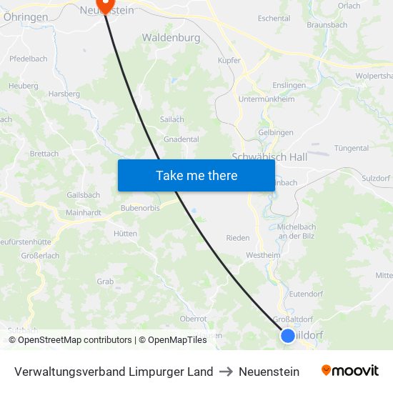 Verwaltungsverband Limpurger Land to Neuenstein map