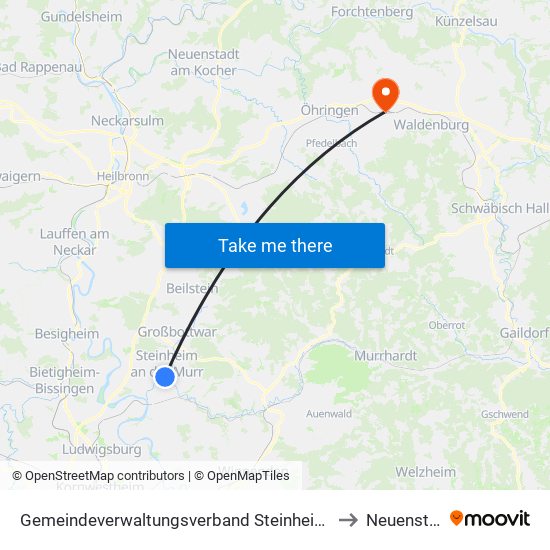 Gemeindeverwaltungsverband Steinheim-Murr to Neuenstein map