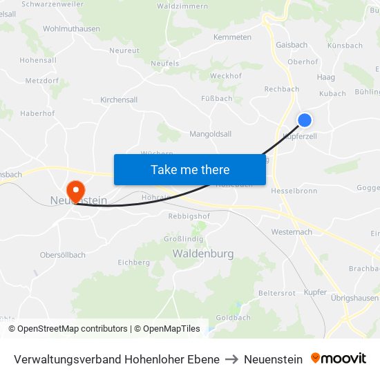 Verwaltungsverband Hohenloher Ebene to Neuenstein map