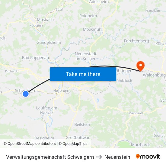 Verwaltungsgemeinschaft Schwaigern to Neuenstein map
