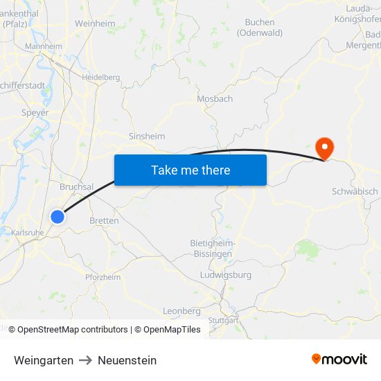 Weingarten to Neuenstein map