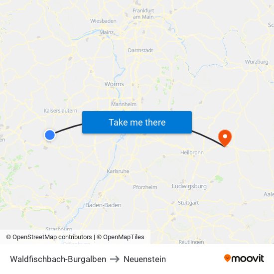 Waldfischbach-Burgalben to Neuenstein map