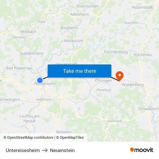 Untereisesheim to Neuenstein map