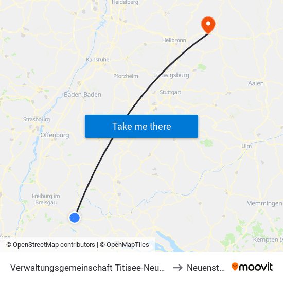 Verwaltungsgemeinschaft Titisee-Neustadt to Neuenstein map
