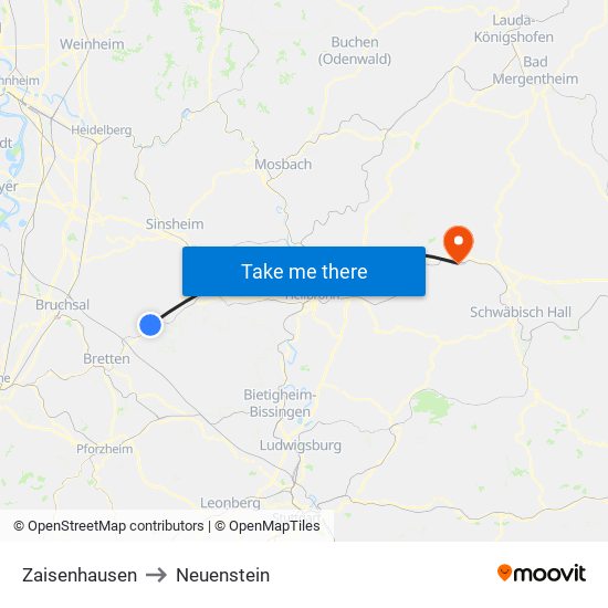 Zaisenhausen to Neuenstein map