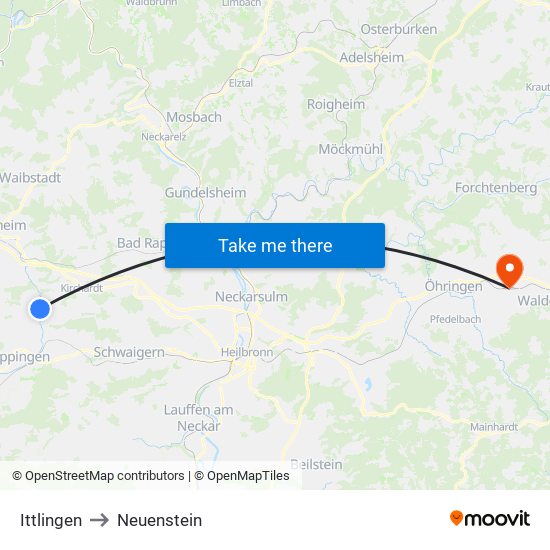 Ittlingen to Neuenstein map