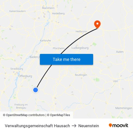Verwaltungsgemeinschaft Hausach to Neuenstein map