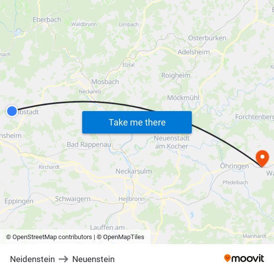 Neidenstein to Neuenstein map