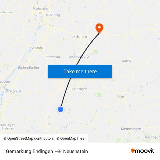 Gemarkung Endingen to Neuenstein map