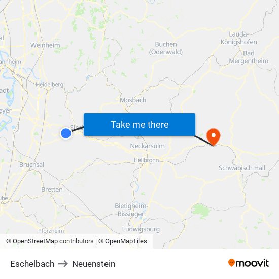 Eschelbach to Neuenstein map