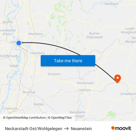 Neckarstadt-Ost/Wohlgelegen to Neuenstein map