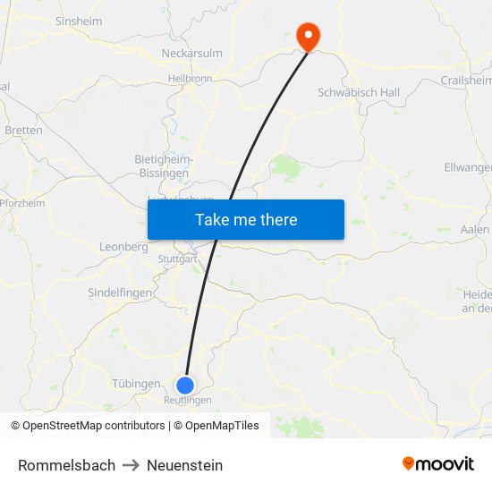 Rommelsbach to Neuenstein map