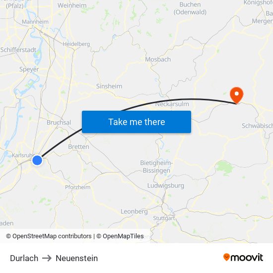 Durlach to Neuenstein map