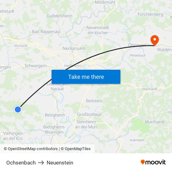 Ochsenbach to Neuenstein map