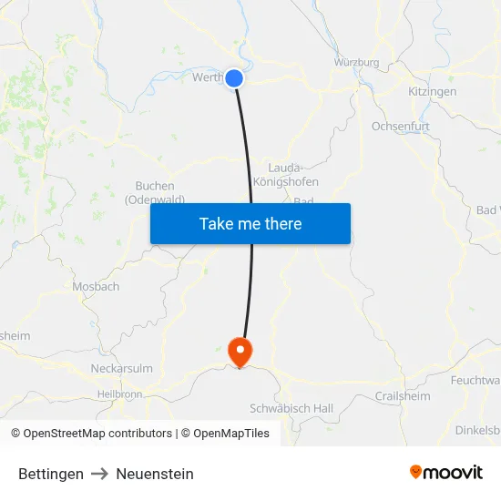 Bettingen to Neuenstein map