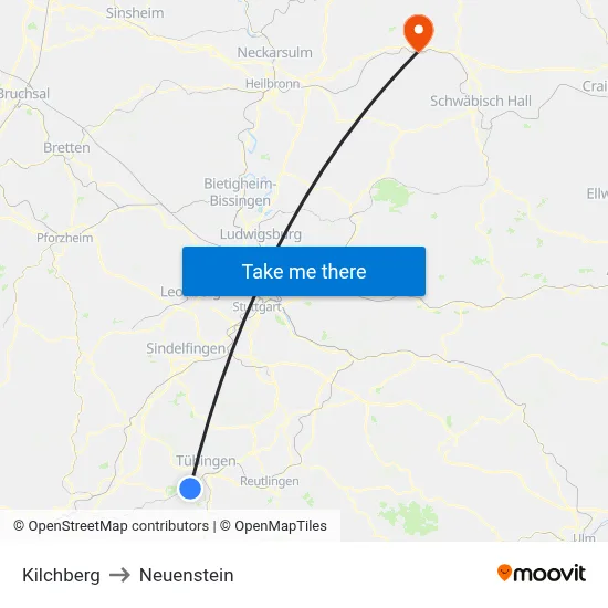 Kilchberg to Neuenstein map