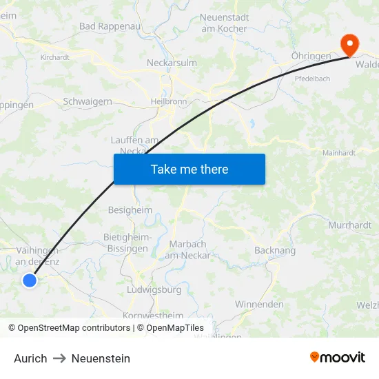 Aurich to Neuenstein map