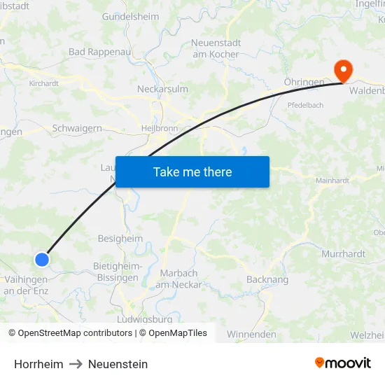Horrheim to Neuenstein map