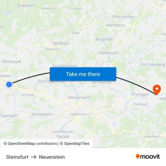 Steinsfurt to Neuenstein map