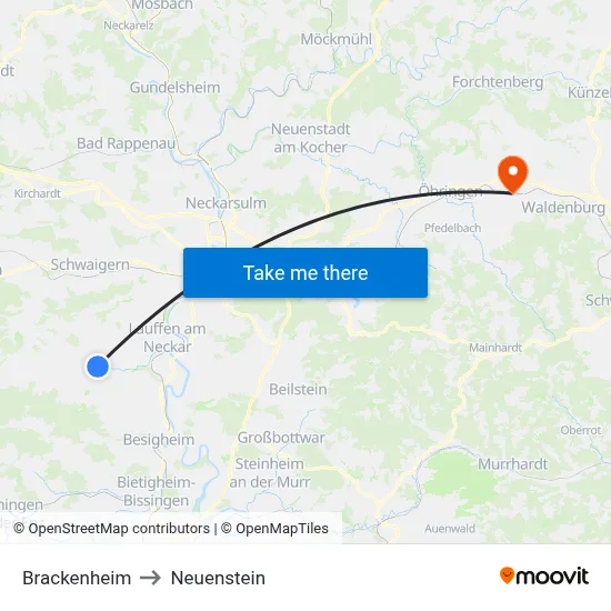 Brackenheim to Neuenstein map