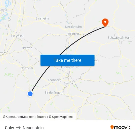 Calw to Neuenstein map
