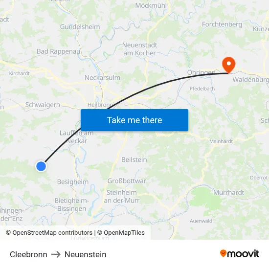 Cleebronn to Neuenstein map