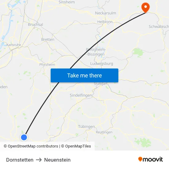 Dornstetten to Neuenstein map
