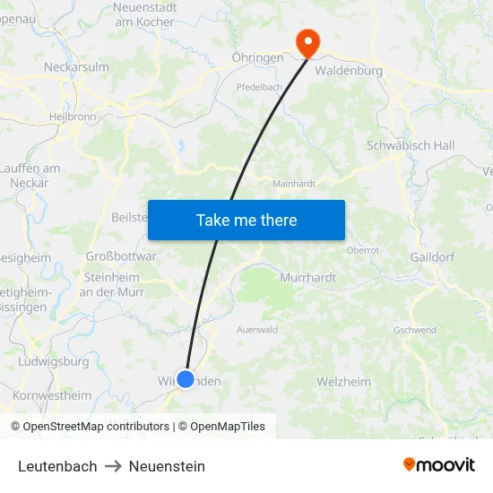 Leutenbach to Neuenstein map
