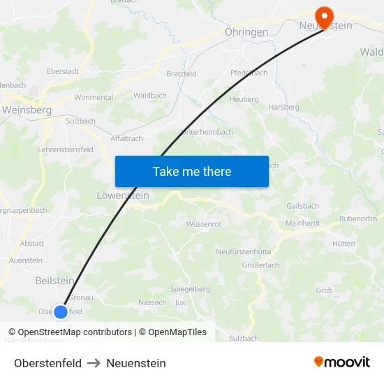 Oberstenfeld to Neuenstein map