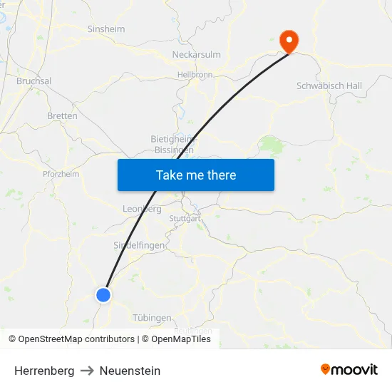 Herrenberg to Neuenstein map