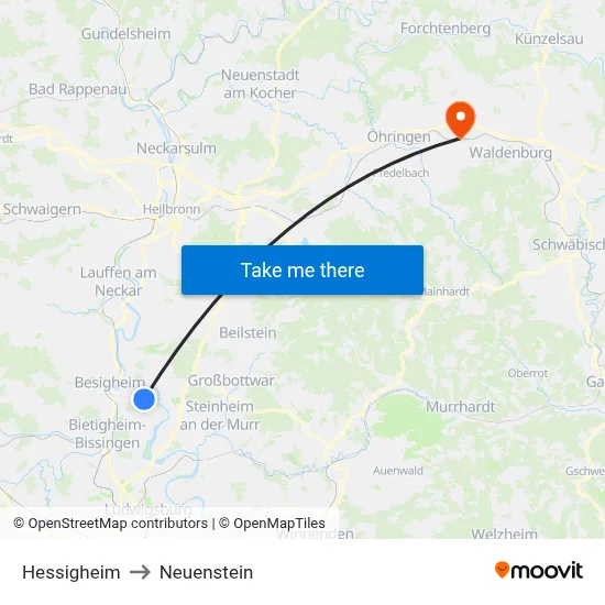 Hessigheim to Neuenstein map