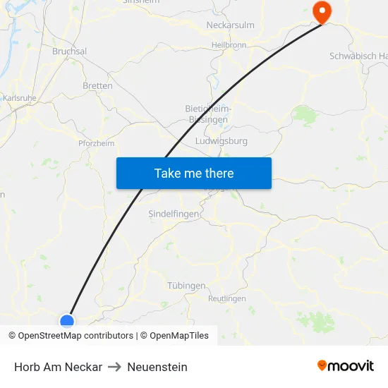 Horb Am Neckar to Neuenstein map