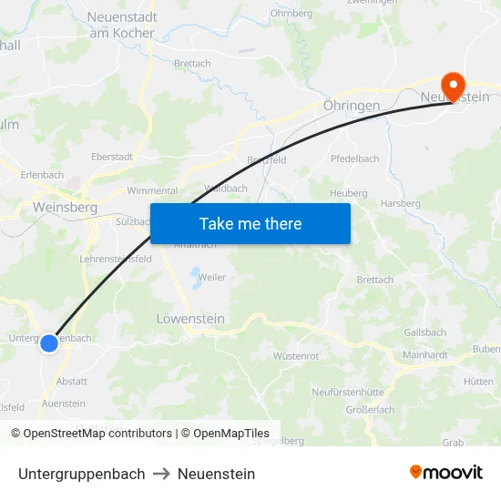 Untergruppenbach to Neuenstein map