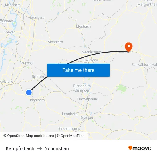 Kämpfelbach to Neuenstein map