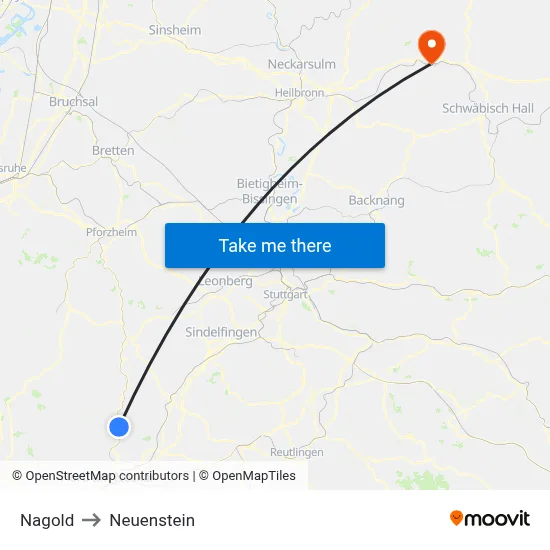 Nagold to Neuenstein map
