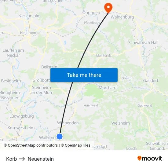 Korb to Neuenstein map