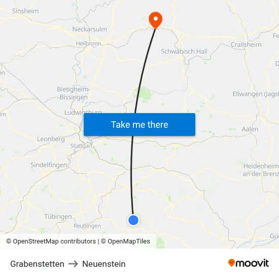 Grabenstetten to Neuenstein map