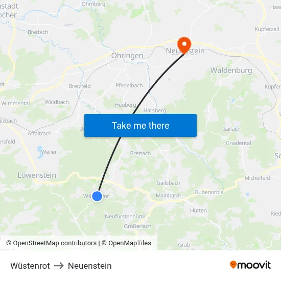 Wüstenrot to Neuenstein map