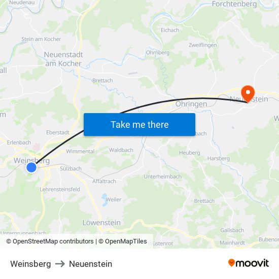 Weinsberg to Neuenstein map