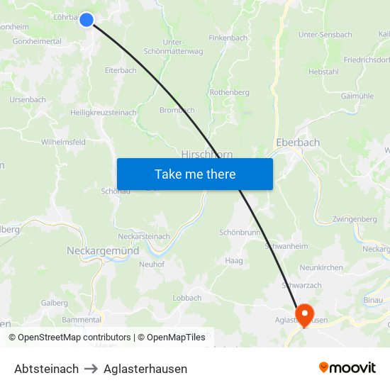 Abtsteinach to Aglasterhausen map