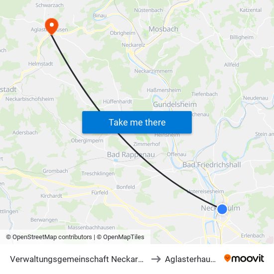 Verwaltungsgemeinschaft Neckarsulm to Aglasterhausen map