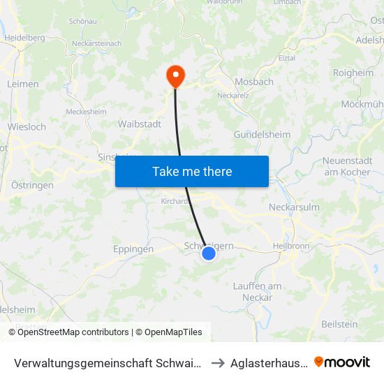 Verwaltungsgemeinschaft Schwaigern to Aglasterhausen map