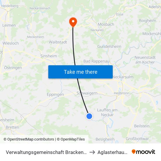 Verwaltungsgemeinschaft Brackenheim to Aglasterhausen map