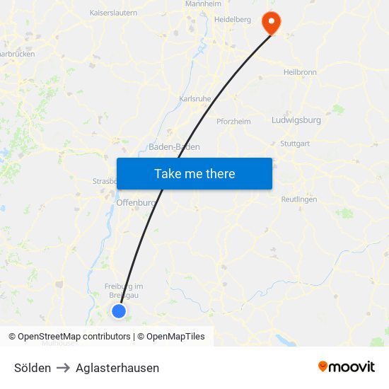 Sölden to Aglasterhausen map