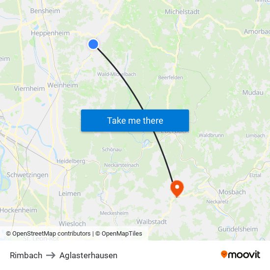 Rimbach to Aglasterhausen map