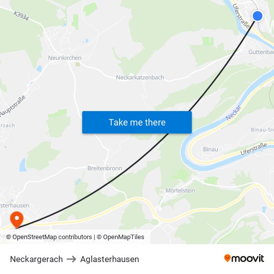 Neckargerach to Aglasterhausen map