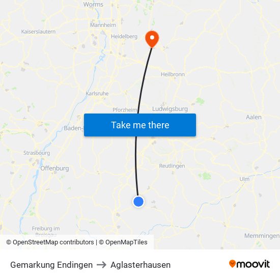 Gemarkung Endingen to Aglasterhausen map