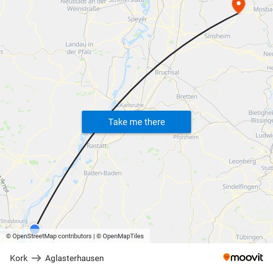 Kork to Aglasterhausen map